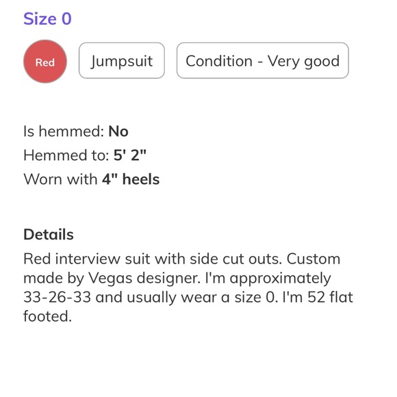 Custom Red cut out pant suit - Picture 5 of 5